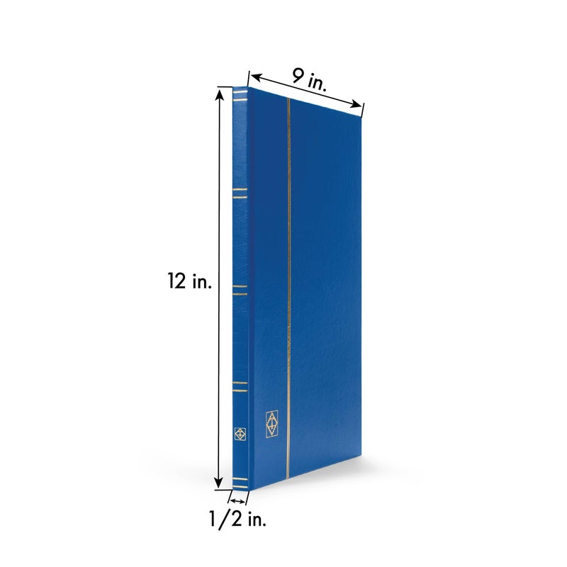 LIGHTHOUSE â€“ â€œBASICâ€ Hard Cover Stockbook for Stamps â€“ 16 Black Cardstock 9â€x12â€ (A4) Pages with Clear Strips - Blue - Image 4